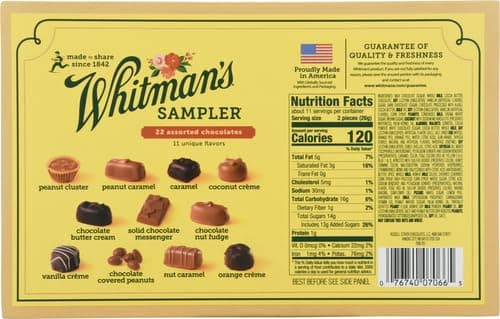 WHITMAN'S SAMPLER Assorted Milk & Dark Chocolate Candy Gift Box, 10 oz.