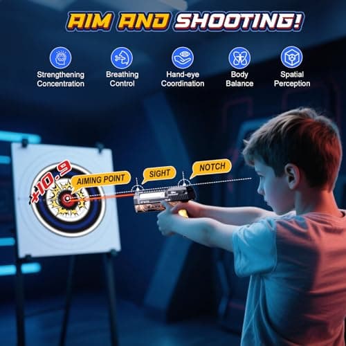 VATOS Smart Electronic Shooting Game Set with Auto-Scoring Target Base and Rechargeable Gun, Real-Time Voice Feedback, 4 Shooting Modes, Indoor Outdoor Toy for Teens Adults Family Party