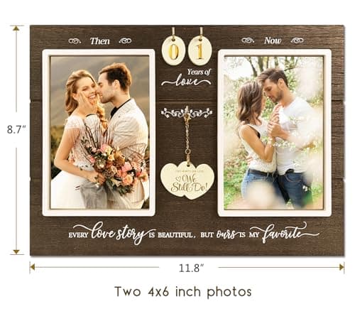 Anniversary Wedding Gifts for Couple Parents Wife Husband. (1-99) Years Then & Now Anniversary Picture Frames(3 Options).
