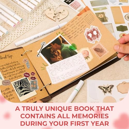 1 Year Anniversary Boyfriend Gifts - One Year Anniversary Dating Gifts For Her Girlfriend, First Paper Anniversary For Him Men, 1 Year Anniversary Scrapbook, 1st Anniversary Wedding Gift