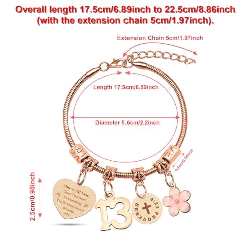 DlaeKua 15th 13th 16th Birthday Gifts for Girl Stainless Steel Bracelet for Women Daughter Granddaughter Niece Sisters 15th Birthday Gift Bracelets Inspirational Gifts Bible Verse 15 13 16 Years Old