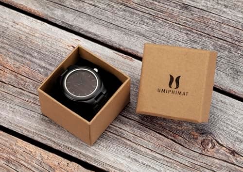 UMIPHIMAT Engraved Wooden Watches for Men - Customized Wood Wrist Watches for Husband Boyfriend Dad Son