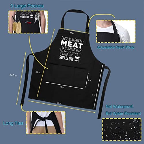 Miracu Funny Cooking Aprons for Men Husband - Christmas, Santa, Birthday Funny Male Gifts for Mens Best Friend, Gifts for Male Friends Guy Boyfriend Chef Man Him - Grilling Grill BBQ Apron w/Pockets
