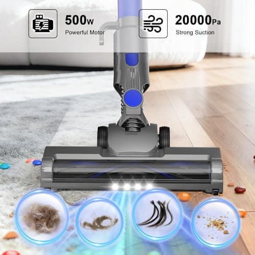 Intercleaner 23Ft Corded Vacuum Cleaner, with LED Headlights & Large Dust Cup, Powerful Suction for Hard Floors & Carpets, Adjustable Stick, Perfect for Pet Hair, Wall Mount Storage