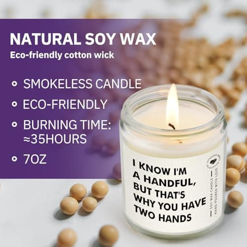 Anniversary Candle Gifts for Boyfriend, Husband, Him - Handmade Lavender Scented (7oz), Funny Birthday Valentines Day Christmas I Love You Gift for Him Boyfriend