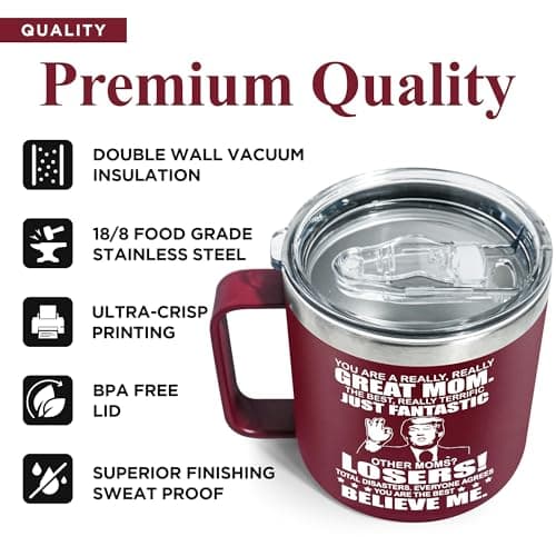 Gifts for Mom from Daughter, Son - Mothers Day Gifts for Mom, Wife, Women - Moms Birthday Gift Ideas, Cool Birthday gifts for Moms, Mothers - Best mom Mug, 14 Oz Stainless Steel moms Coffee Mug