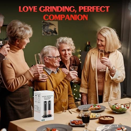 Electric Salt and Pepper Grinder Set Automatic Battery Pepper Mill Shakers Adjustable Coarseness Upgraded Larger Capacity with Led Home and Kitchen Appliances Christmas Gifts for Women