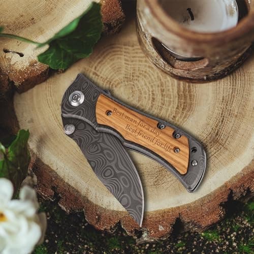 ZENNLAB Best Man Groomsman Gifts from Groom, Wedding Gift for Groomsman, Groomsman Proposal Gifts, Best Man Proposal Gifts, Groomsman Pocket Knife Gift for Men, brown