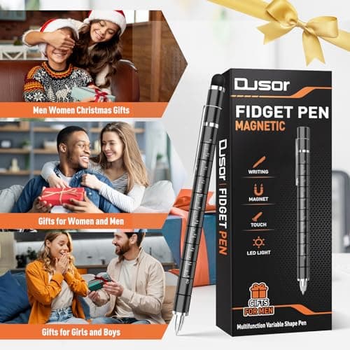 Gifts for Men Fidget Pen, Stocking Stuffers for Teens, White Elephant Gifts for Adults, Anniversary Birthday Gift for Men Him Husband Teenage Boy Brother, Mens Gift for Christmas Multifunction Pen