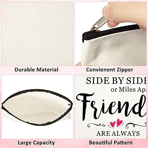 Xuniea 8 Pieces Friendship Gift Friend Makeup Bags Friendship Cosmetic Bags Portable Cosmetic Pouch Toiletry for Women Valentine Gift Makeup Travel Retirement Birthday Anniversary(Warm Pattern)