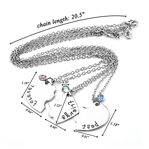 Top Plaza Best Friends Forever and Ever Necklaces for 3 BFF Heart Puzzle Matching Alloy Pendant Necklaces Set Friendship Jewelry for Sisters