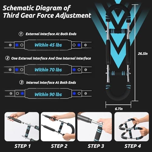 Twister Arm Trainer Arm Shoulder Chest Workout Equipment 45-90lb Adjustable Strength Trainer Chest Trainer for Men Portable Detachable Home Fitness Equipment