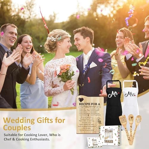 Wedding Gift for Couple 2025, Recipe for A Anniversary Marriage Cutting Board Mr and Mrs Gifts,Bridal Shower Gifts for Bride and Groom Engagement, Newlywed Bride o Be Gifts, Christmas His Her Gifts