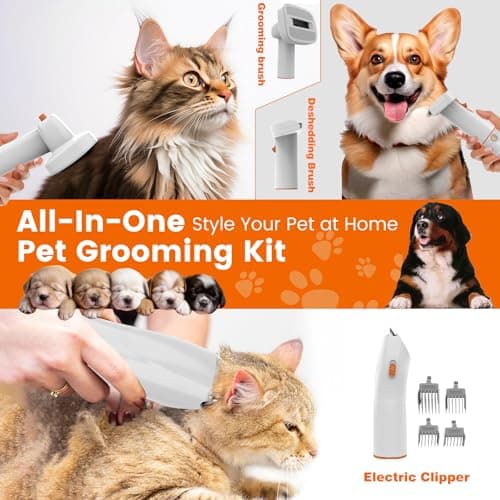 Dog Grooming Vacuum, Dog Grooming Kit with Pet Clippers, 12,000Pa Pet Hair Vacuum for Dogs, Low Noise Home Cleaning Tool in 1, PG10