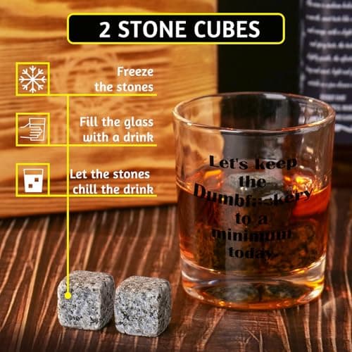 Ithmahco Funny Whiskey Gifts for Men, Funny Whiskey Glasses Bourbon Gifts for Men Women Boyfriend, Christmas Birthday Gift for Dad Husband Daddy, Alcohol Boss Gift for Men Coworker