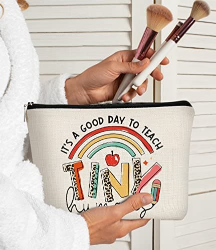 Teacher Appreciation Gifts, Para Gifts Appreciation,Teacher Makeup Bag Must Haves,It's A Good Day to Teach Tiny Human.
