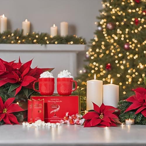 Hot Cocoa Gift Set, Made with Lindt Gourmet Hot Chocolate Mix, Includes 2 Hot Cocoa Mixes, 2 Hot Cocoa Mugs, Marshmallows and Lindt Chocolate Truffles