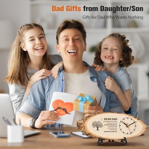 BeauGift Dad Gifts, Wooden Clock Gifts for Daddy from Daughter Son Kids, Dad Birthday Gift Idea for Papa Who Wants Nothing, Christmas from Child to My Dad
