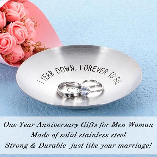 1 Year Anniversary for Him Her One Year Paper Anniversary Ring Holder First Anniversary Wedding Gifts for Husband Wife 1st Anniversary Dating Gift for Couples Boyfriend Girlfriend Birthday Christmas