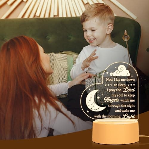 Baptism Gifts for Girl Boy, Nursery Decor Night Light Gifts for Bedtime Prayer, Baby Christening Gifts for Boys Girls, Dedication Gifts Baptismal Gifts Birthday Gifts for Kids, Baptism Decorations