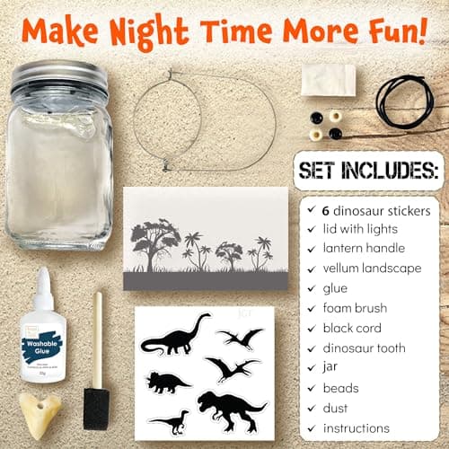 Hapinest DIY Dinosaur Toy Lantern Make Your Own Night Light Kit, Dino Toy Lanterns for Kids, Dinosaur Arts and Crafts Birthday Gift Ideas for Kids Boys Girls Ages 6 7 8 9 10 Years Old & Up