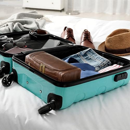 YQQYG 6 Pcs Mens Toiletry Bag Groomsmen Gift, Personalized Leather Toiletry Bags, Dark Brown Leather Travel Bag for Him, Shaving Kit, Groomsmen, Best Man, Wedding Gifts, Husband Boyfriend Father Grandpa