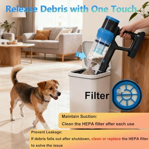 Cordless Vacuum Cleaner, 45kPa 60Min Vacuum Cleaners For Home, Powerful Stick Vacuum Rechargeable With Green Light, Anti tangle Wall Mount, 8 in 1 Lightweight Vacuum For Hardwood Floor Pet Hair Carpet