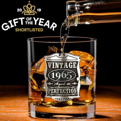 English Pewter Company Vintage Years 1965 60th Birthday or Anniversary Old Fashioned Whisky Rocks Glass Tumbler - Unique Gift Idea For Men [VIN002]
