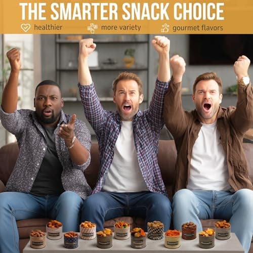 Snack Box Gift Basket, Birthday Gift for Men, Food Care Package, Unique Tins of Assorted Nuts, Snacks in Stunning Case - Treat for Men, Women, Dad, Friends, Family