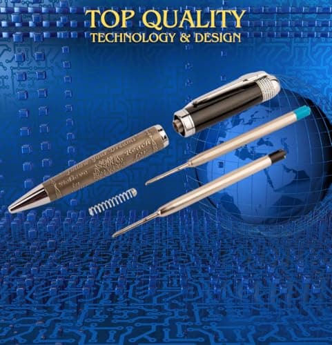 Fancy Pen for Men with Gift Box - Valuable Luxury Pen for Business and Office, Executive Gift for Family & Friends - Special Engraving & Led Decorative Box (BLACK SILVER)