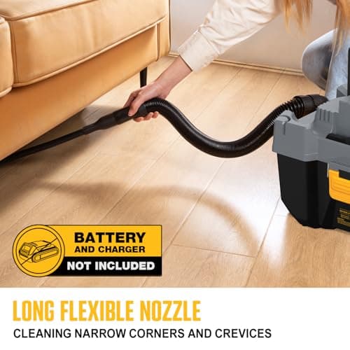 20V Cordless Vacuum Cleaner-Wet/Dry Shop Vac,2.6 Gallon Capacity,Compatible with DeWALT Batteries (Bare Tool - No Battery & No Charger),Ideal for Cleaning Car,Home Spaces,and Workshops RCSV-20