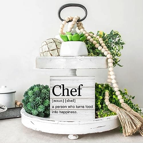 Chef Gift for Men Women Chef Definition Quotes Wooden Box Sign Desk Decorative Wooden Sign Home Kitchen Decor for Desk Table Shelf 5 x 5 Inches
