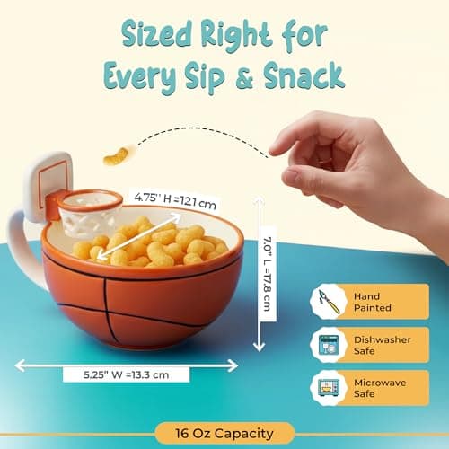 MAX'IS Creations The Mug with a Hoop Basketball Mugs Novelty Coffee Mugs Hot Chocolate Mug Coach Sports Basketball Gifts for Boys 8-12 Accessories Stuff, Funny Christmas Gifts for Kids Family, 16oz