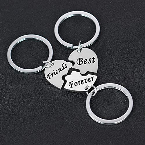 YEEQIN 3PCS Best Friends Forever Keychain Set, Best Friends Gifts For 3, Matching Heart Keychains Gift for Sisters