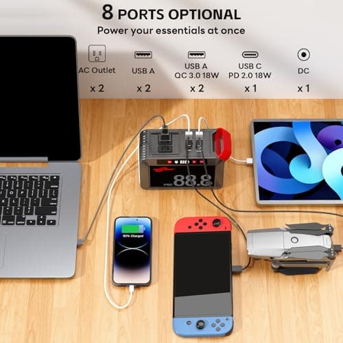 POWSTREAM 24000mAh Solar Generator with AC Outlet 120W Peak, 88.8Wh Portable Power Station with Panels 21W Included and Camping Lantern 248LM, Solar Powered Power Bank for Outdoor Camping Home Backup