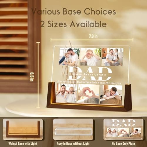 Personalized Dad Gifts for Fathers Day, Custom Fathers Day Gift from Daughter Son Kids, Customized Dad Gifts for Husband from Wife, Unique Best Dad Picture Frame with Your Photos