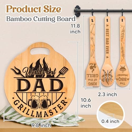 Dad Birthday Gift - Engraved Bamboo Cutting Board Set, Unique Gifts for Dad from Daughter/Son, Fathers Day Christmas Birthday Gifts for Dad Daddy Father
