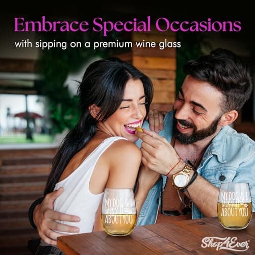 My Dog & I Talk Shit About You Engraved Stemless Wine Glass Funny Gift For Dog Mom Dog Lover