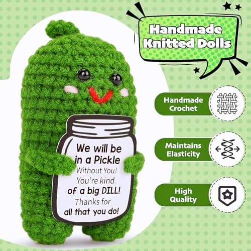 Christmas Gifts for Coworkers, Teachers, Bosses, Friends - White Elephant Gifts, Thank You Gift for Holidays, Retirement, Funny Appreciation Gift - Handmade Emotional Care Pickle with 'A Big Dill' Message