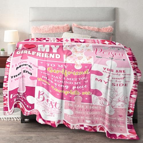 Gifts for Girlfriend from Boyfriend - Valentines Day Girlfriend Gifts for Birthday Mothers Day Christmas - Anniversary Romantic Gift for Her Women - Cute GF Gift Ideas - Soft Flannel Blanket 60"x50"