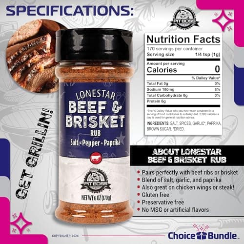 Pit Boss Lonestar Beef & Brisket - Texas Style Premium BBQ Barbecue Mixed Seasoning Spice & Rub 2 pk Choice Bundle (12 oz) + Guide & Bottle Opener (4 Items)!