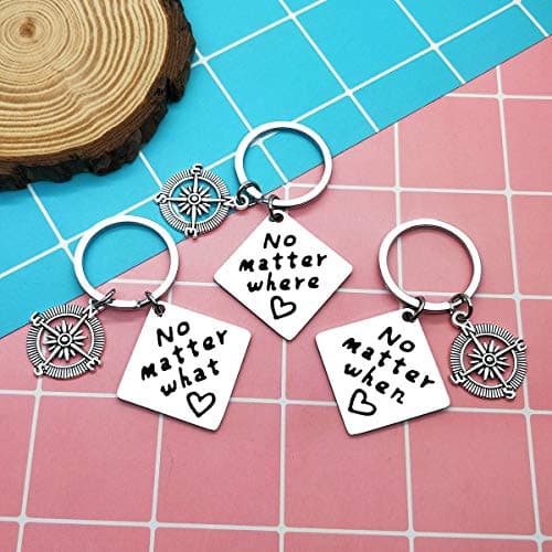 Ciyumu Best Friends Keychain Set of 3 Long Distance Relationship Friendship Gifts Graduation Christmas Birthday Gifts for Best Friends Sister Brother No Matter Where No Matter What No Matter When Keychain