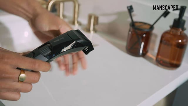 MANSCAPED MANSCAPED® The Beard Hedger® Premium Men's Beard Trimmer, 20 Length Adjustable Blade Wheel, Stainless Steel T-Blade for Precision Facial Hair Trimming, Cordless Waterproof Wet/Dry Clipper