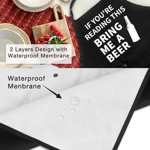 Funny Cooking Chef Apron with Pockets BBQ Kitchen Work Aprons Birthday Dad Creative Gifts