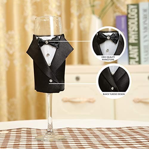 4 Piece Wedding Reception Supplies Wedding Toasting Flutes and Cake Server Set -2 Champagne Glasses, 1 Cutting Knife and 1 Pie Server, Bride and Groom Gifts Wedding Gifts (Gorgeous)