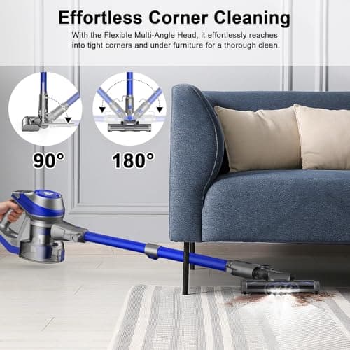 Intercleaner 23Ft Corded Vacuum Cleaner, with LED Headlights & Large Dust Cup, Powerful Suction for Hard Floors & Carpets, Adjustable Stick, Perfect for Pet Hair, Wall Mount Storage