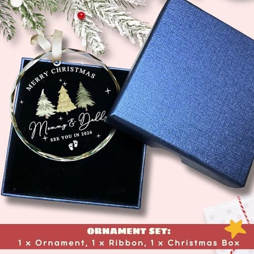 Gifts for New Parents - Expecting Parents to Be Unique Gifts - Baby Pregnancy Announcement Gift Ideas for Husband, Family - Glass Christmas Pregnancy Announcement Ornament 2026