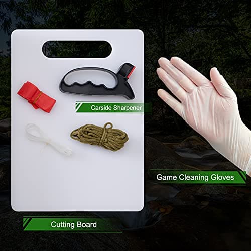 GVDV Hunting Knife Set - 14 Pieces, Portable Butcher Game Processing Kit for Men, Field Dressing Kit with Gut Hook Skinner Knife, Caping knife, Axe, Wood/Bone Saw, Spreader, Gloves, Gifts for Men