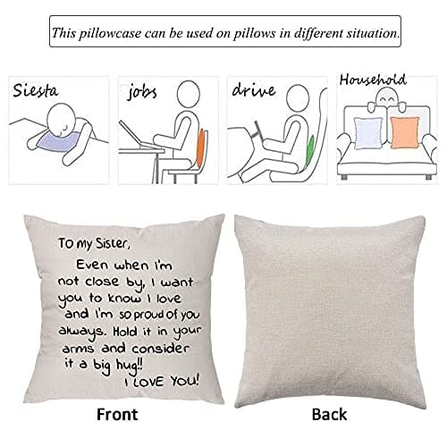 Sisters Gift From Sister,Even When I'm Not Close by I Want You to Know I Love and I Am So Proud Of You-Reminder Gift for Lady Girls Soul Siser Big Mid Lil Sisers Throw Pillow Cover