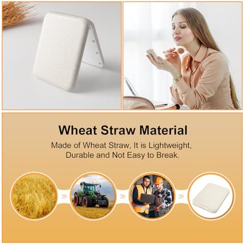 Kintion Wheat Straw Compact Mirror, 1X/3X Magnification, Lighted, Folding, Portable, Eco-Friendly, Great Gift